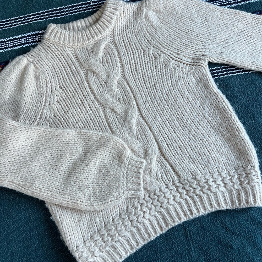Sezane Cozy Cream Cable Knit Sweater - Picture 4 of 8